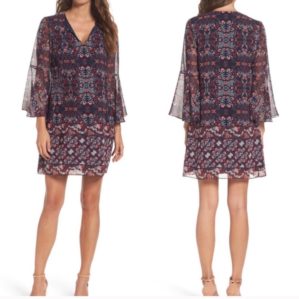Vince Camuto Paisley Shift boho tassel dress